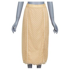 GUCCI 2022 Runway Aria beige nude GG mesh lace lingerie midi skirt S