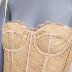 GUCCI 2022 Runway Aria nude beige GG monogram net lace corset bustier top S