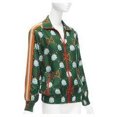 GUCCI 2023 Pikarar GG logo monogram green orange silk track jacket XXS