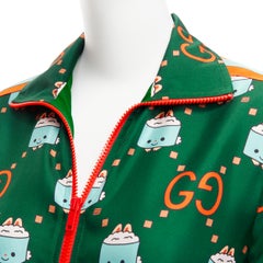 GUCCI 2023 Pikarar GG logo monogram green orange silk track jacket XXS