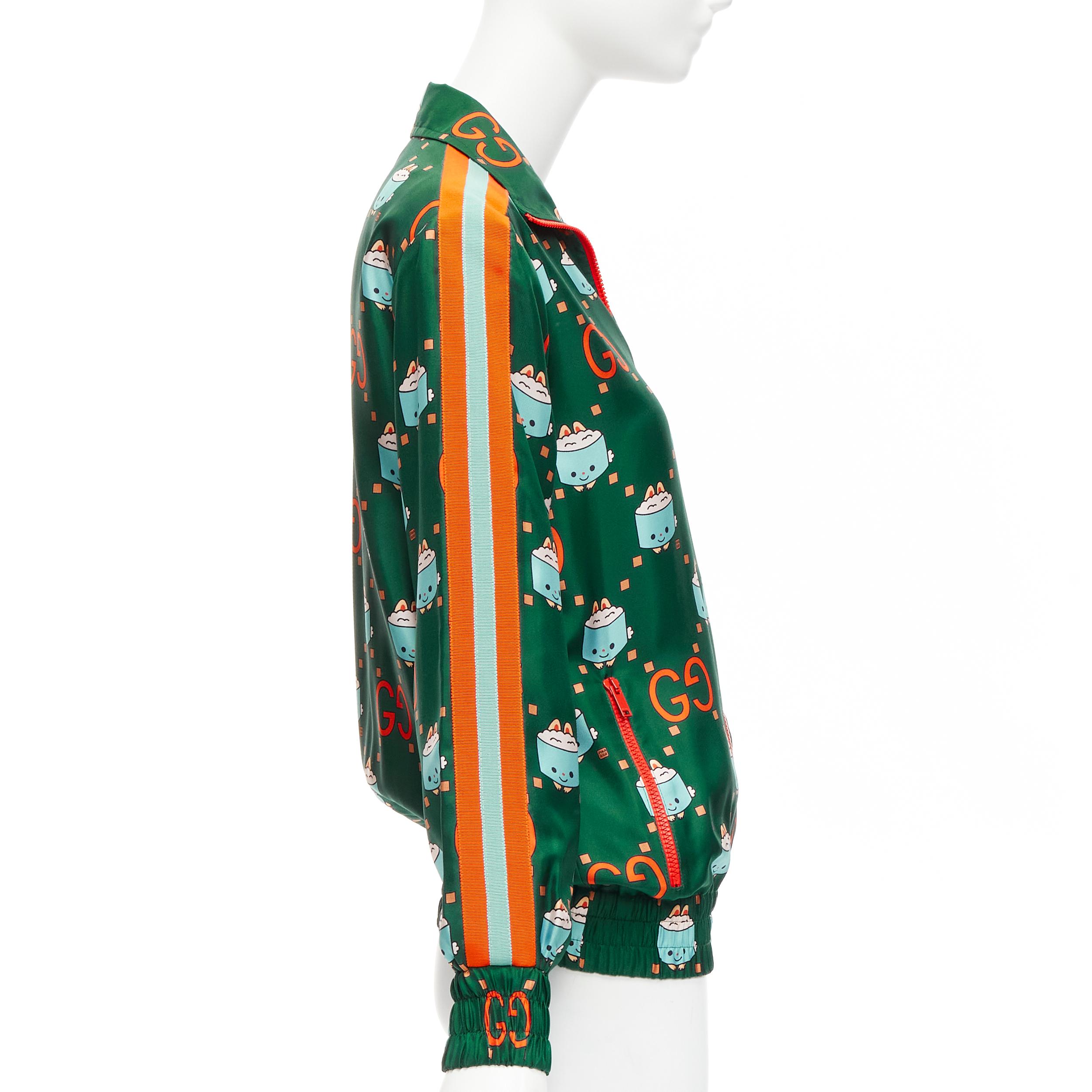 GUCCI 2023 Pikarar GG logo monogram green orange silk track jacket XXS For Sale 1