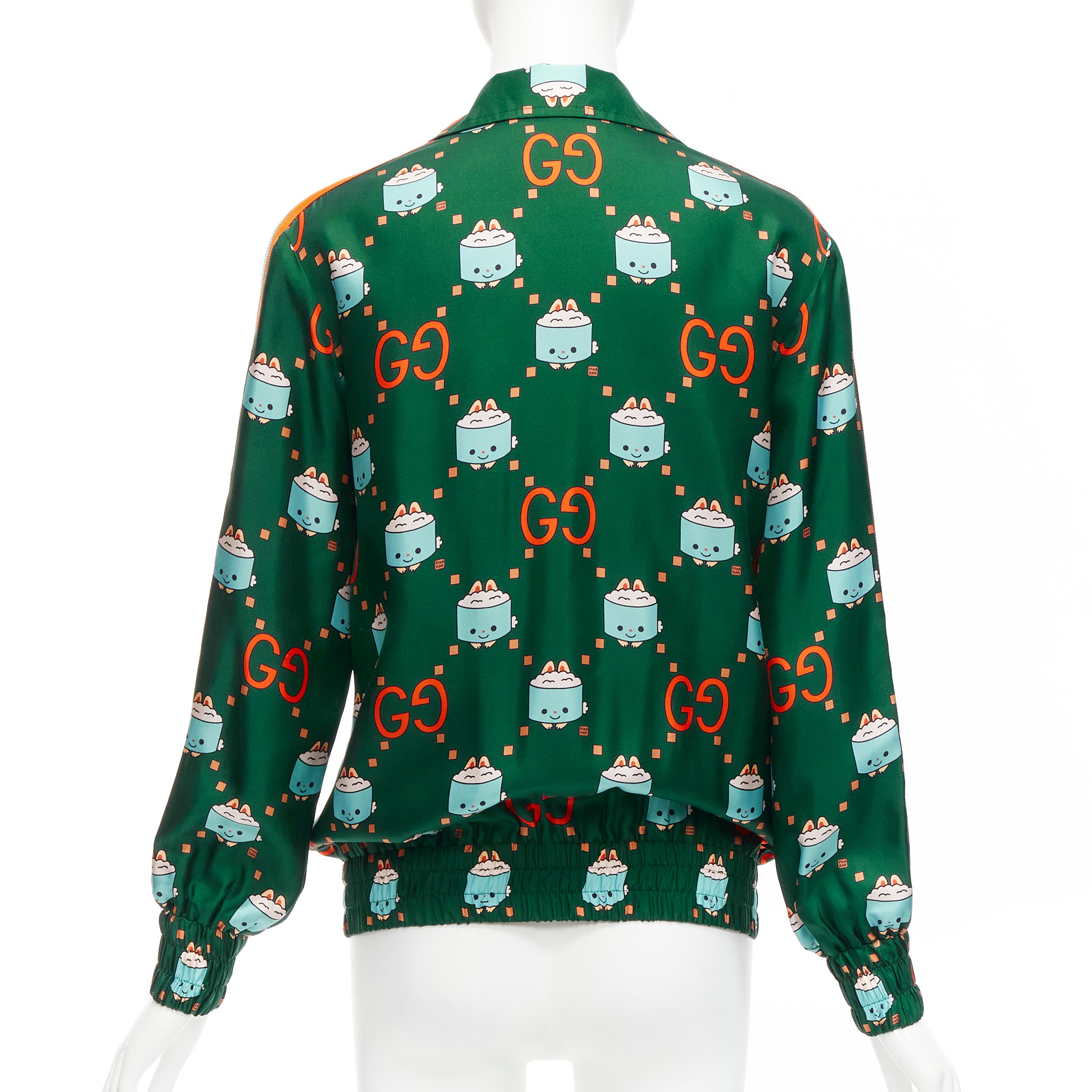 Gucci 2023 Pikarar GG logo monogram verde arancio seta track jacket XXS in vendita 1
