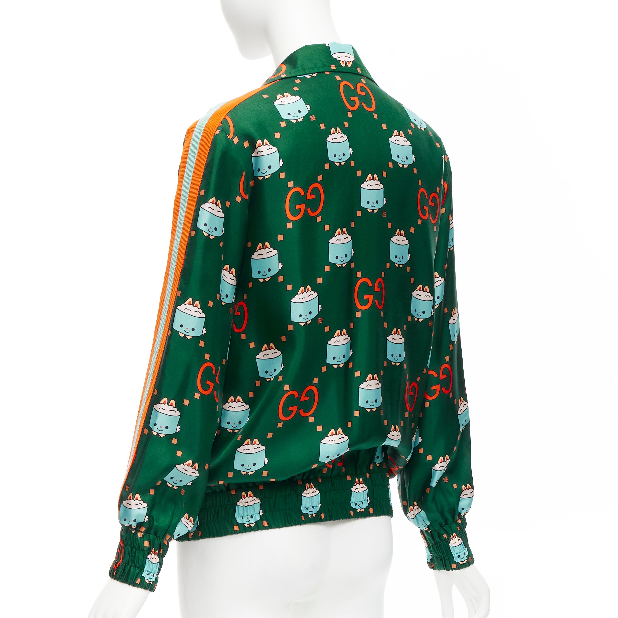 GUCCI 2023 Pikarar GG logo monogram green orange silk track jacket XXS For Sale 3