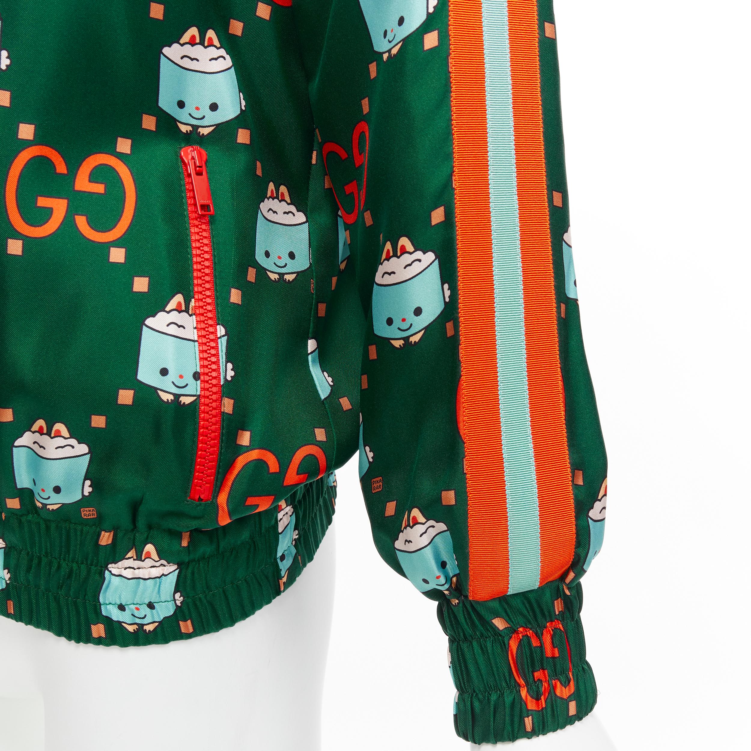 Gucci 2023 Pikarar GG logo monogram verde arancio seta track jacket XXS in vendita 3