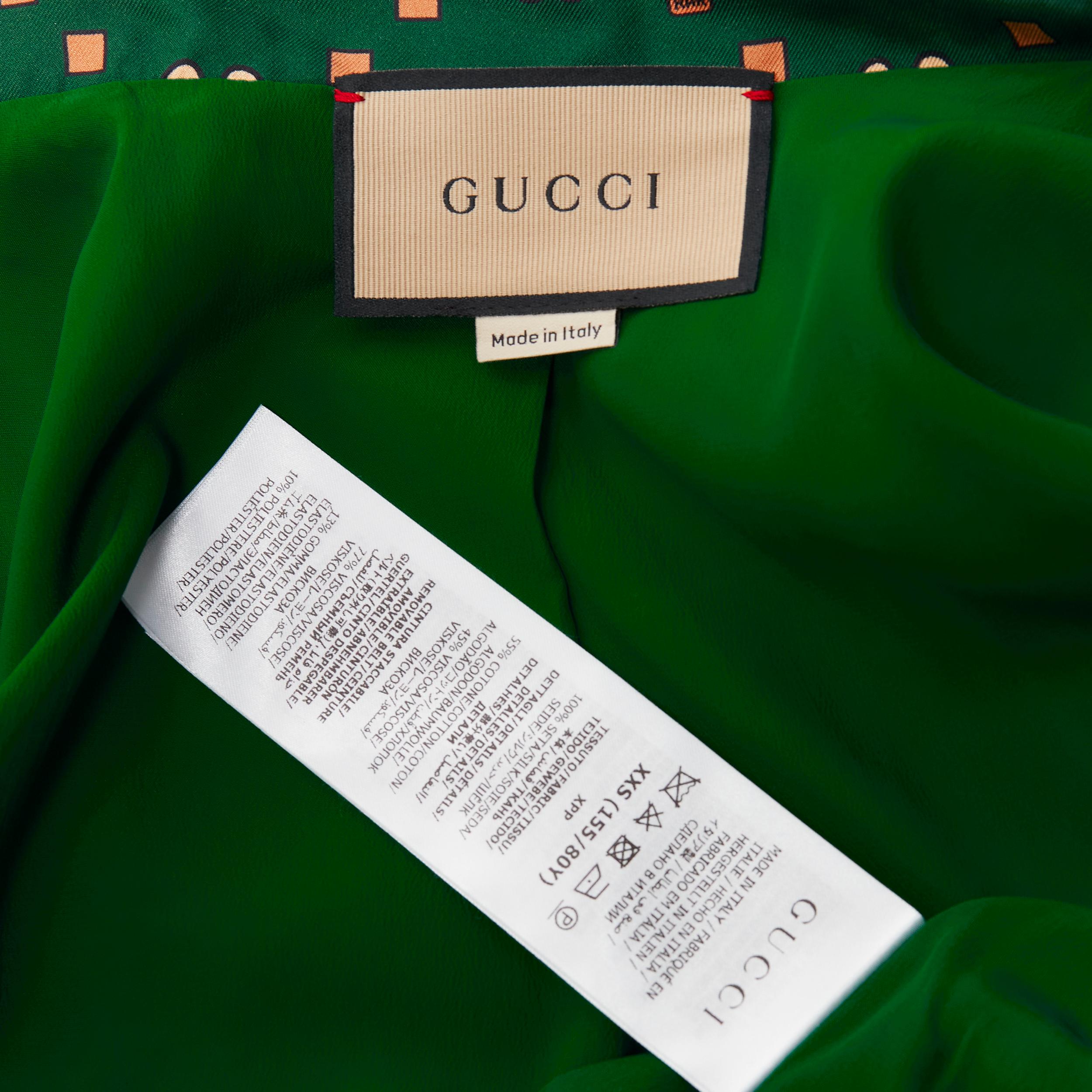 GUCCI 2023 Pikarar GG logo monogram green orange silk track jacket XXS For Sale 5