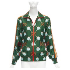 GUCCI 2023 Pikarar GG logo monogram green orange silk track jacket XXS