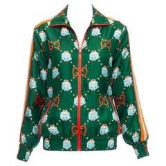 Gucci 2023 Pikarar GG logo monogram verde arancio seta track jacket XXS