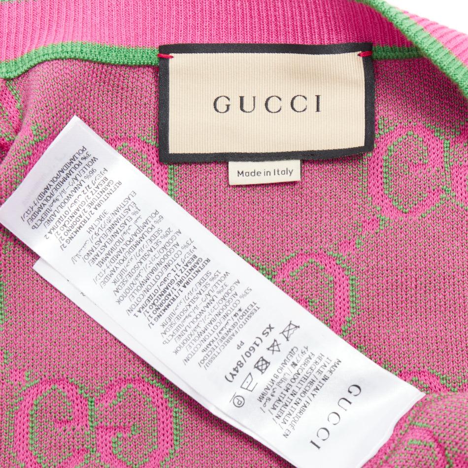 GUCCI 2023 rosa grüne Seidenmischung GG Jacquard-Crop-Strickjacke XS 4