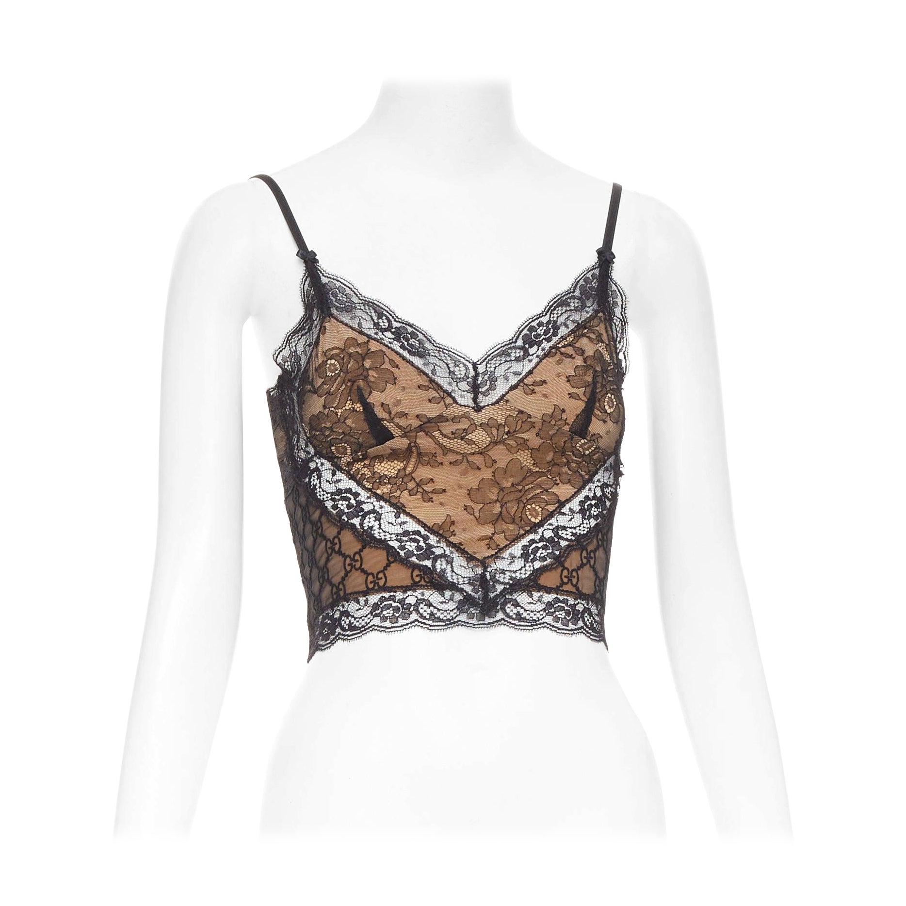 Gucci 2023 Runway GG, top in pizzo elasticizzato con cami L