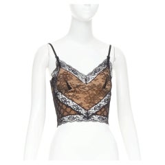 GUCCI 2023 Runway GG monogram stretch lace cropped cami top M