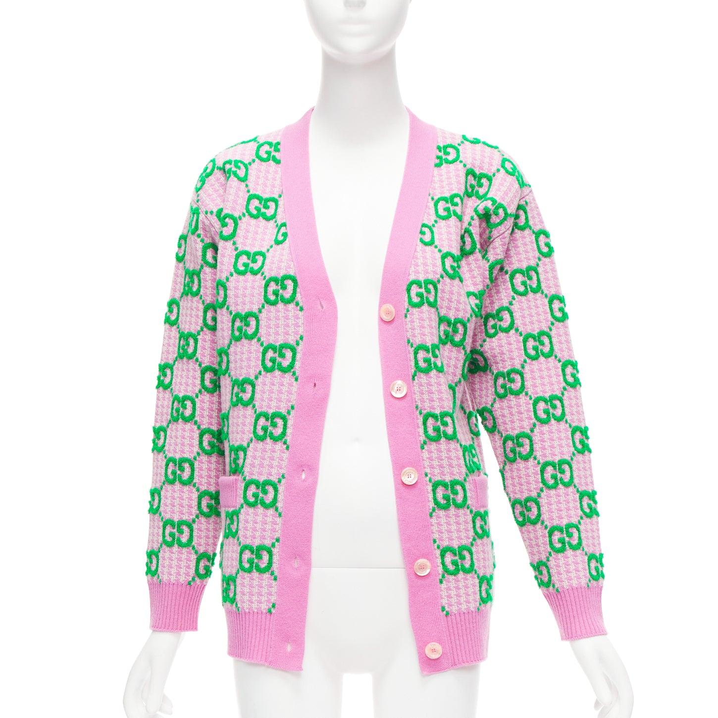 pink and green gucci cardigan