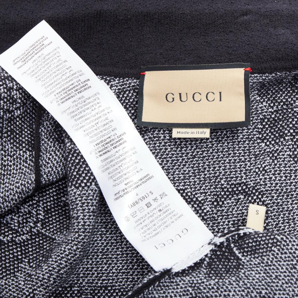 GUCCI 2024 black white cotton blend floral daisy knit polo cardigan S For Sale 4