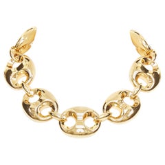 GUCCI 2024 Runway Ancora Marina chain yellow gold tone brass collar necklace