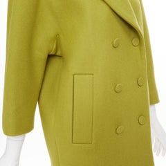 GUCCI 2024 Runway green batavia wool double breasted cocoon coat IT38 XS