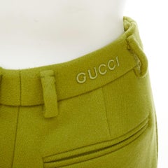 GUCCI 2024 Sabato green textured wool mohair tailored micro shorts IT38 XS