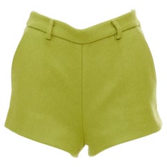 GUCCI 2024 Sabato green textured wool mohair tailored micro shorts IT38 XS