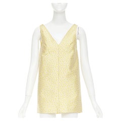 GUCCI 2025 daisy jacquard sleeveless V neck silk shift mini dress IT36 XXS