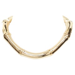 GUCCI 2025 Runway – Choker-Halskette aus Messing in Gelbgoldoptik mit „Ancora“-Bambusmotiv