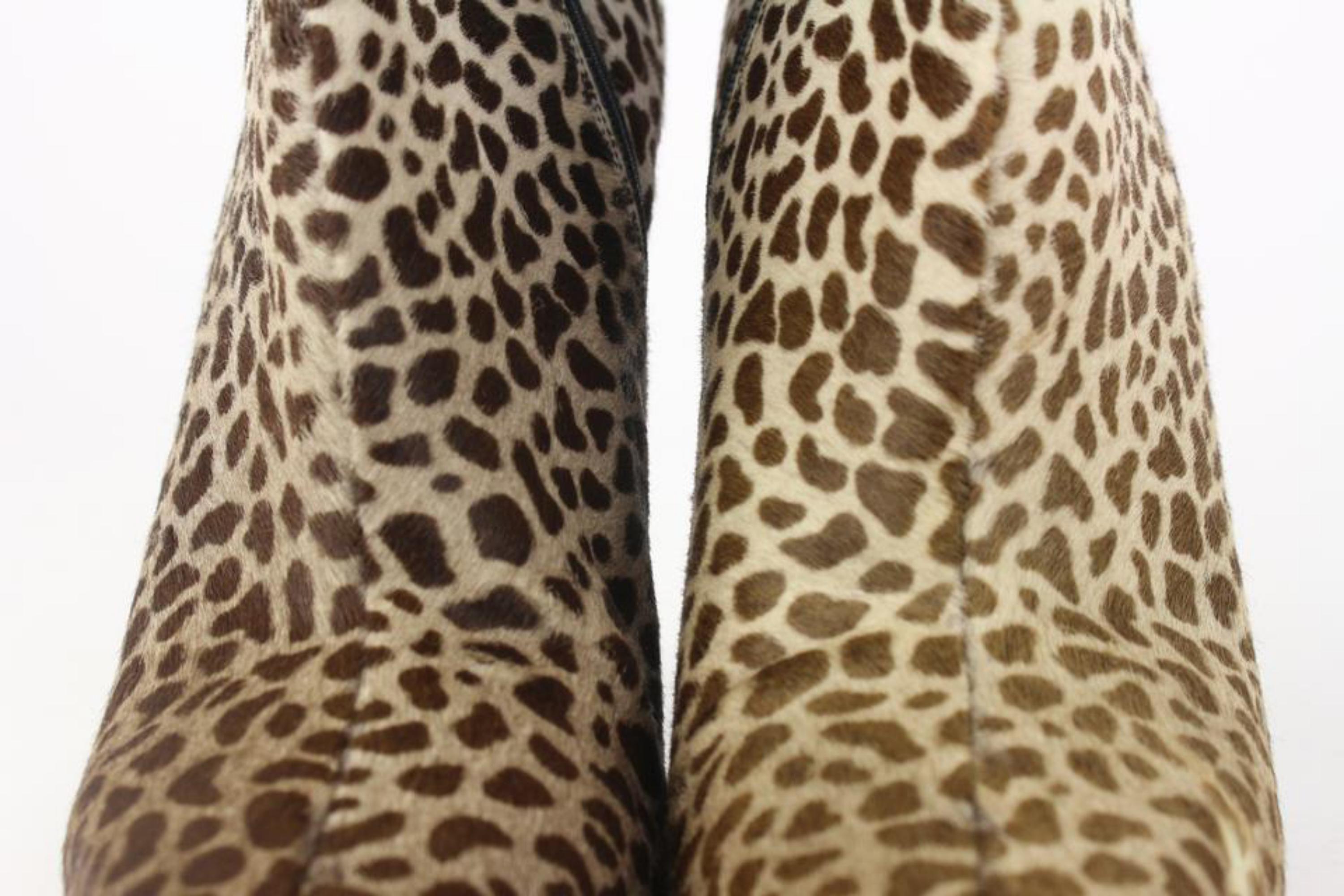 Gucci 247167 40.5 Leopard Pony Hair Platform Ankle Booties 4GG1113 3