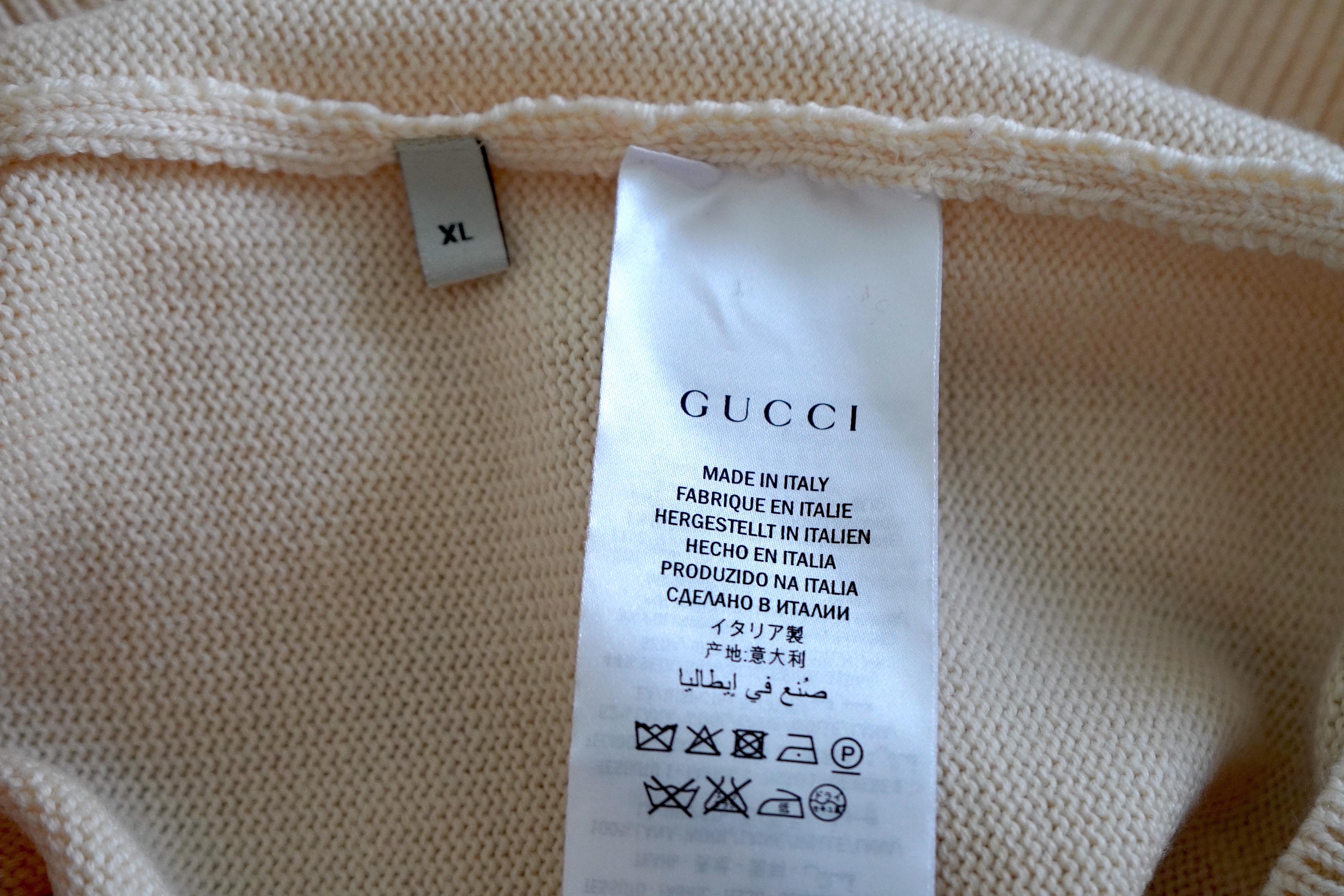 GUCCI 25 Wool Beige Sweater Vest Size XL For Sale 3