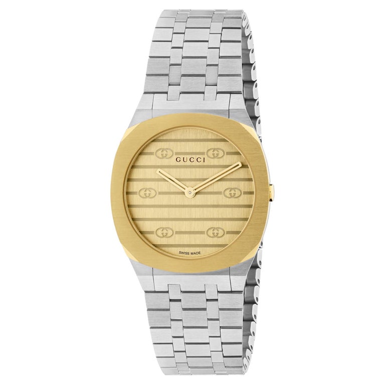 Gucci 25H Brass Dial and Stainless Steel Bracelet Watch YA163502 For ...