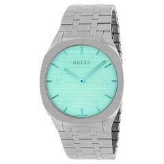Used Gucci 25H Ocean Blue Glass Stainless Steel Watch YA163409