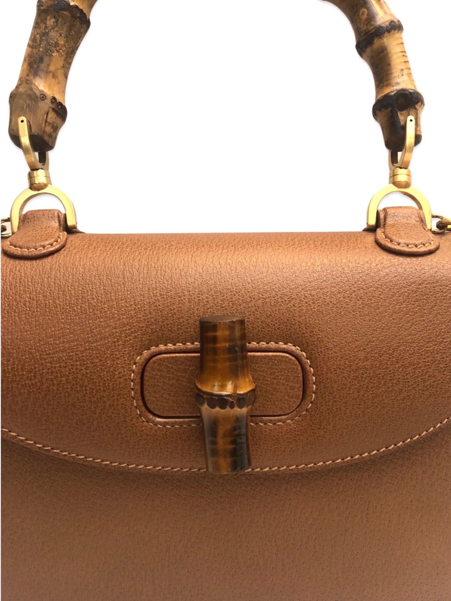 Gucci 26cm Brown Leather 1947 Bamboo Bag 1