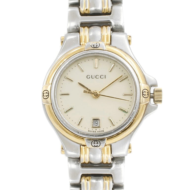 Gucci Two-Tone Steel Cream Sticks Dial Quartz Ladies Watch  display picture 1