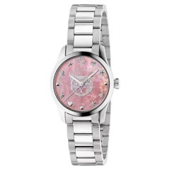 Gucci, montre à cadran en nacre rose avec motif de tête de plume YA1265013