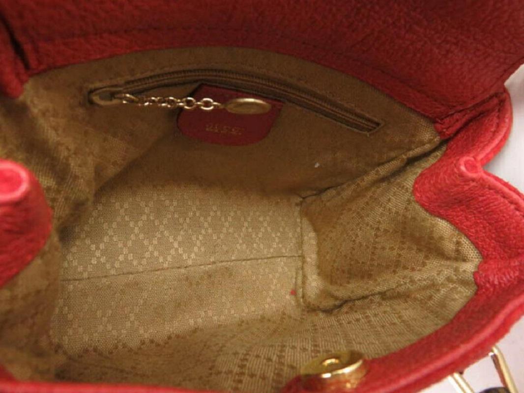 Women's Gucci 2way Bamboo Shopper Tote 870304 Red Suede Leather Satchel