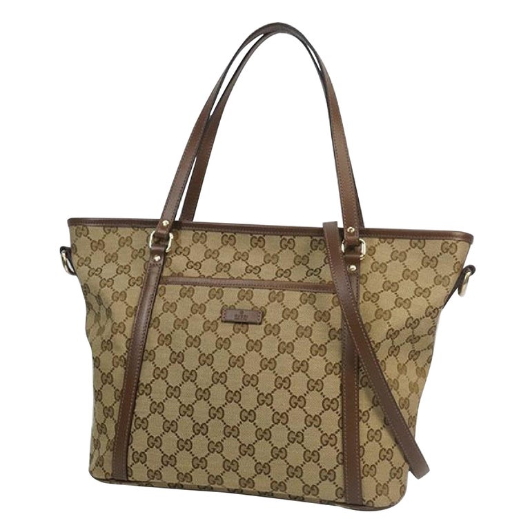 GUCCI 2WAY tote Womens shoulder bag 388929 beige x brown For Sale at