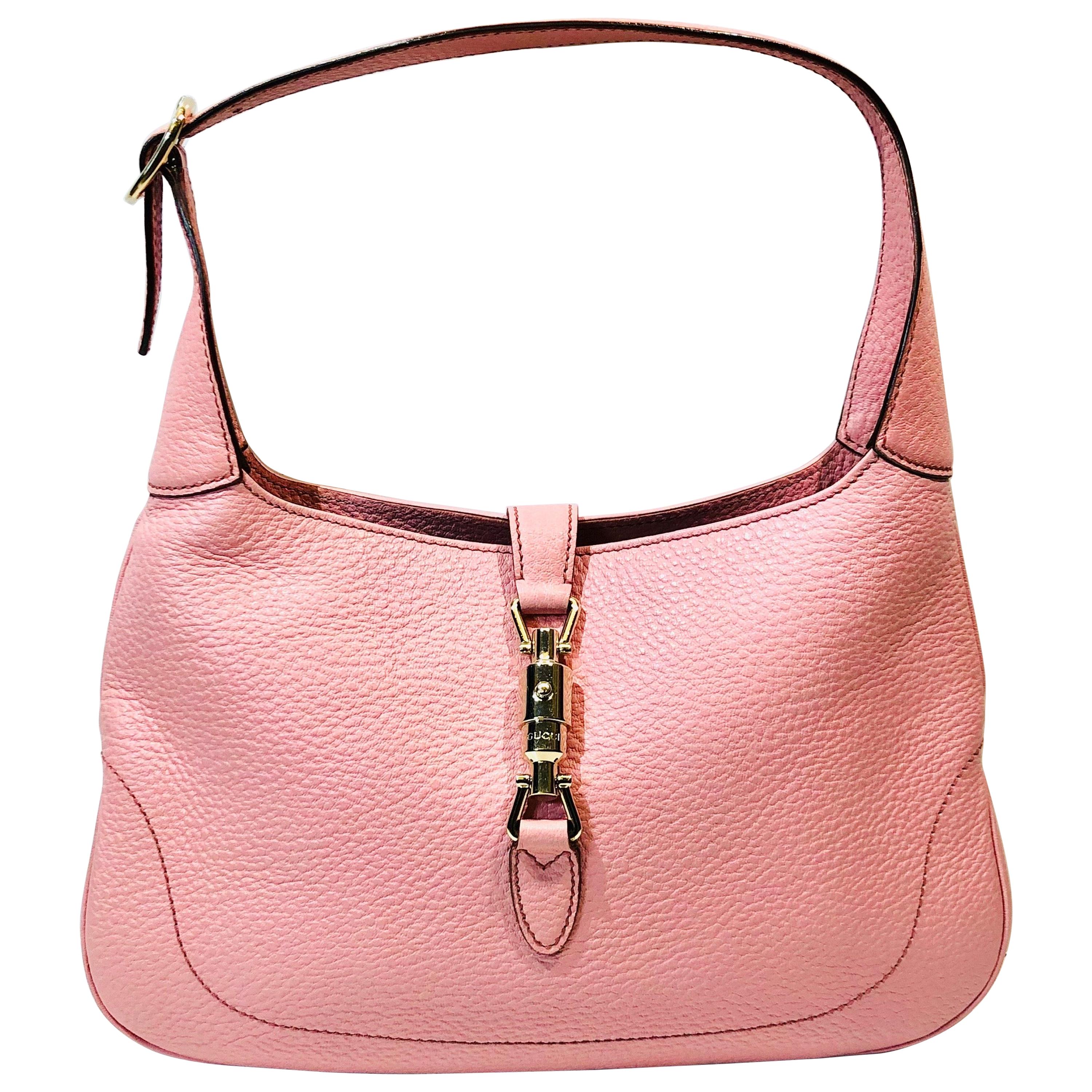 Gucci 30cm Pink Leather Jackie 1961 Hobo Shoulder Bag  For Sale