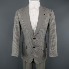 GUCCI 38 Black & White Houndstooth Wool / Silk Notch Lapel Suit