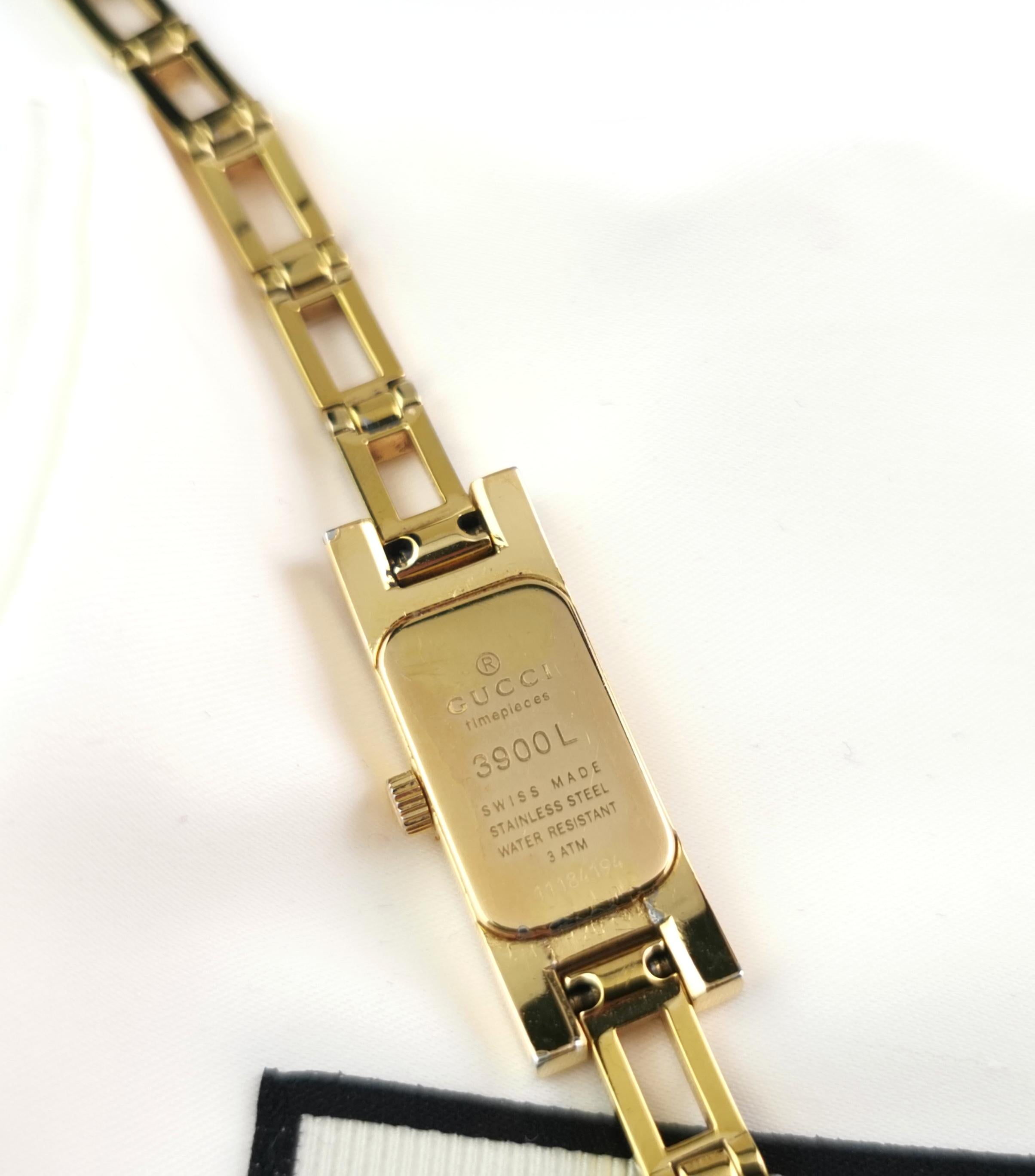 Gucci 3900l ladies gold plated wristwatch, Boxed  4