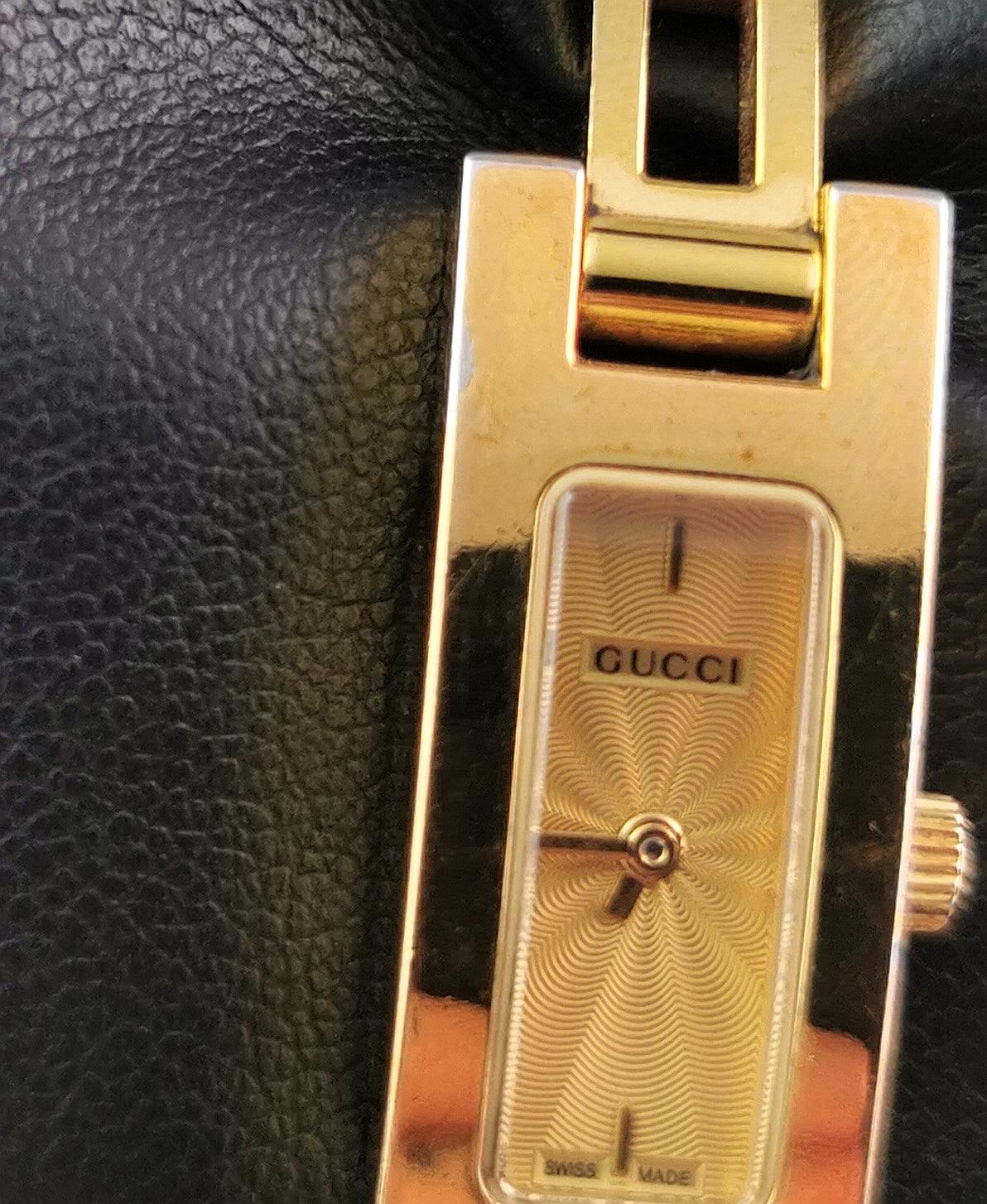 Gucci Damenarmbanduhr 3900l, vergoldet, im Karton  4