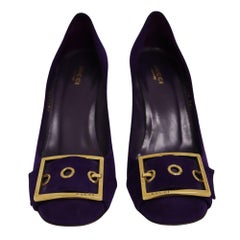 Gucci-39.5-Purple Suede Leather Block Heels