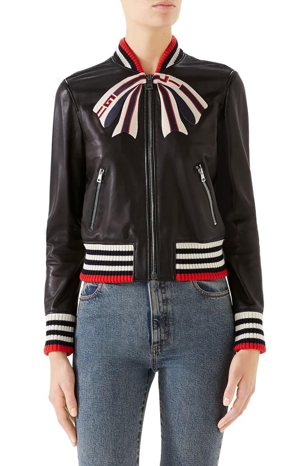 Gorgeous Gucci black leather jacket with logo embroidered bow and signature floral lining
Bought for 3,900$
Size mark 40 IT / Condition is pristine