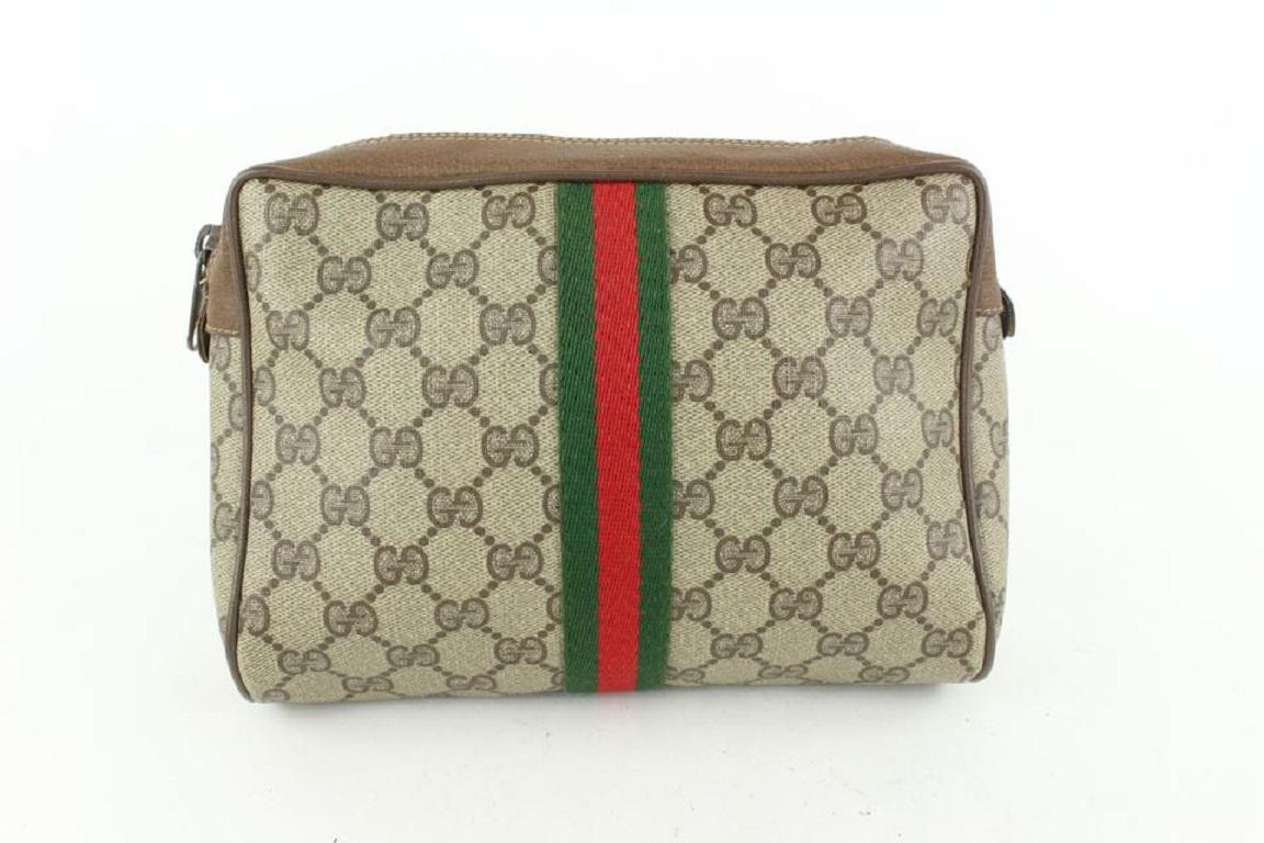 Gucci 531ggs310Supreme GG Web Cosmetic Pouch Toiletry Case Clutch Bag 531ggs In Good Condition In Dix hills, NY