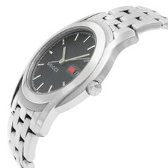 Gucci 5500 XL Stainless Steel Black Gucci Logo Dial Quartz Men's Watch YA055202