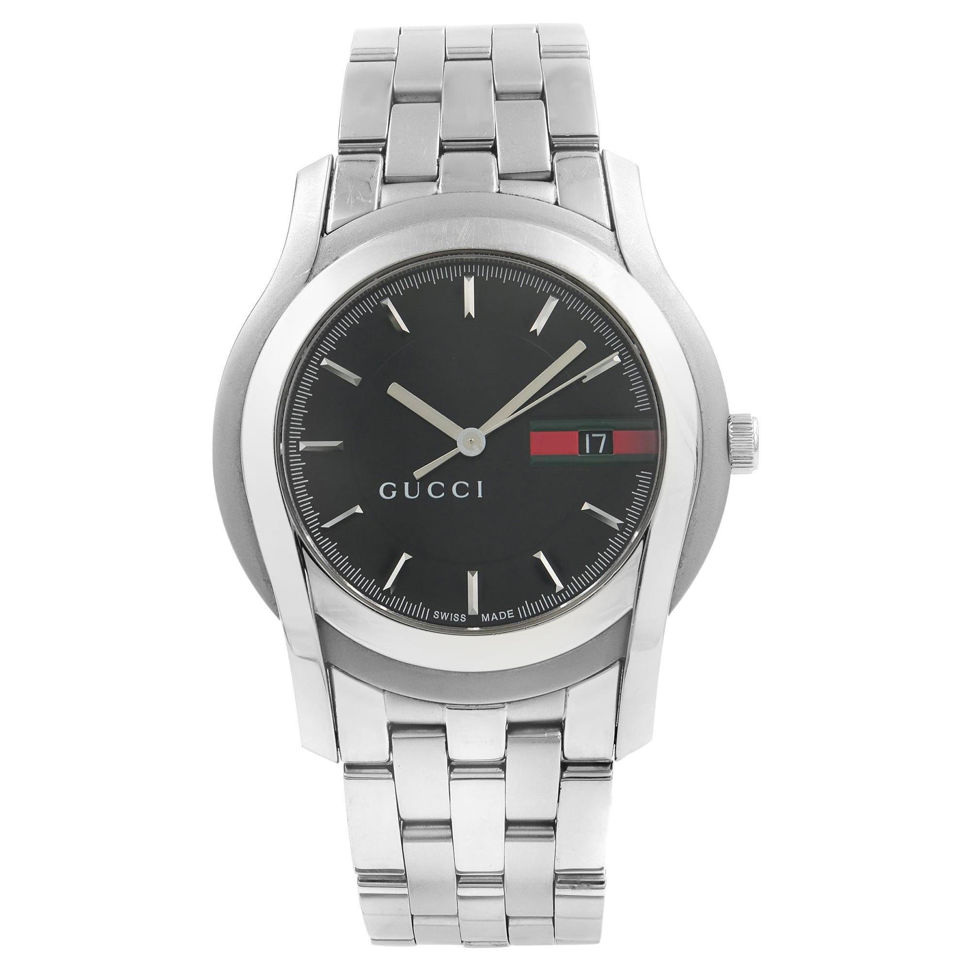 Gucci 5500 XL Stainless Steel Black Gucci Logo Dial Quartz Men's Watch  YA055202 at 1stDibs | gucci watch 5500xl, gucci 5500xl, gucci 5500m  stainless steel