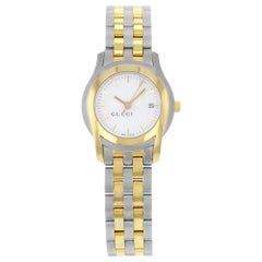 Used Gucci 5500L Gold Tone Stainless Steel White Dial Quartz Ladies Watch YA055528