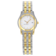 Gucci 5500L Gold Tone Stainless Steel White Dial Quartz Ladies Watch YA055528