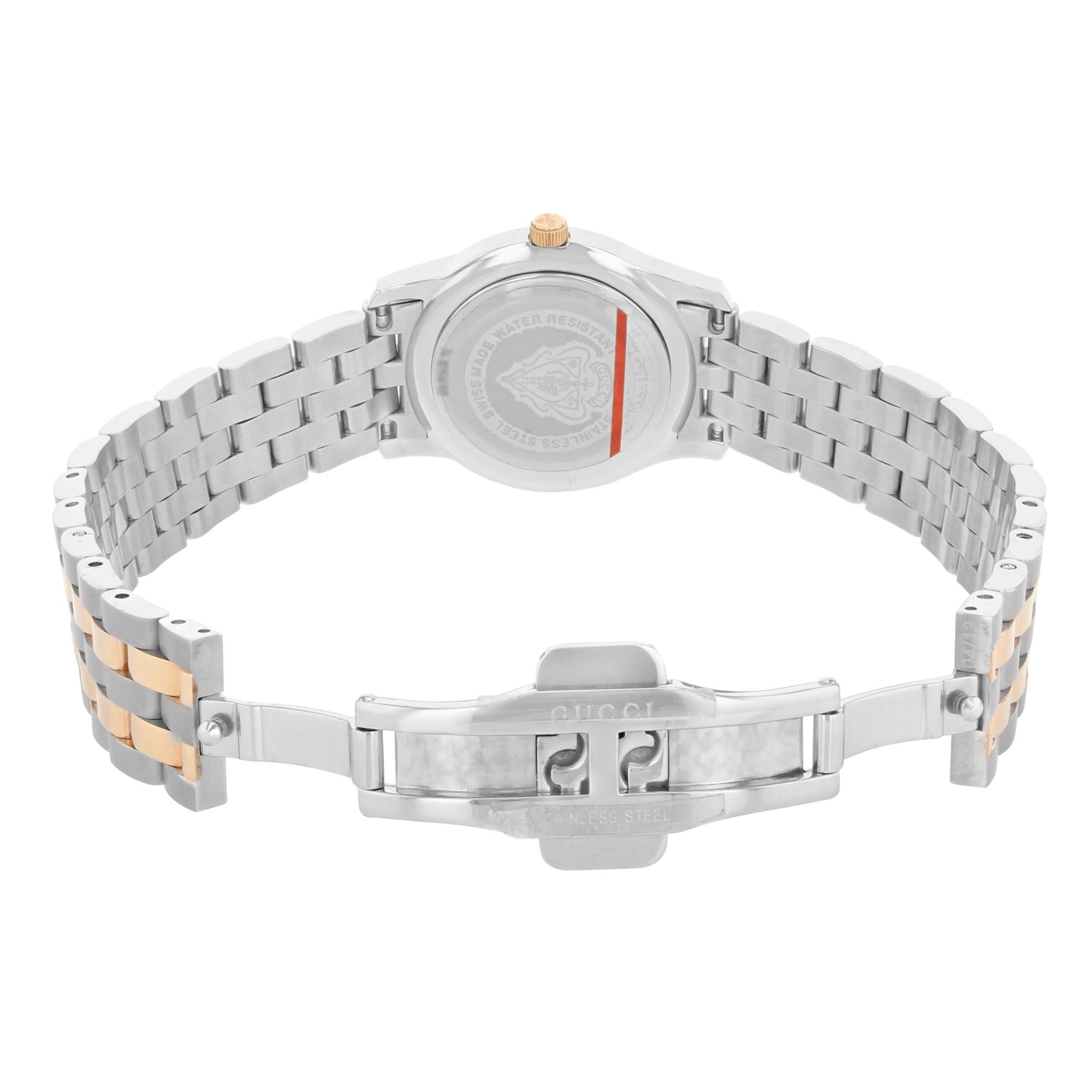 Women's Gucci 5500L Two-Tone Black Dial Stainless Steel Quartz Ladies Watch YA055531