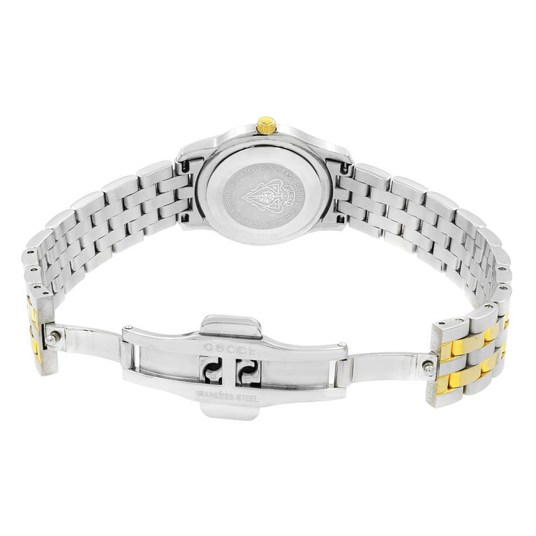 Gucci 5500L White Dial Steel Gold Tone Plated Quartz Ladies Watch