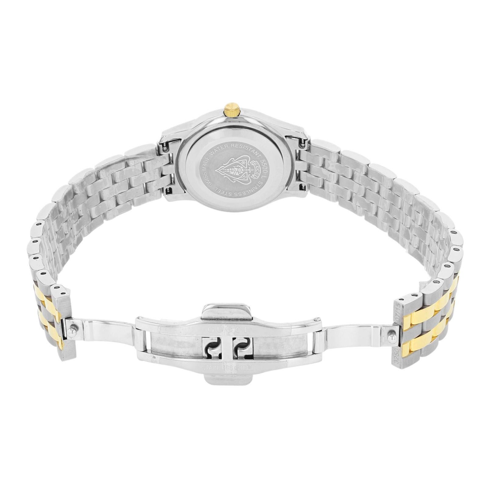 Gucci 5500L White Dial Two-Tone Stainless Steel Quartz Ladies Watch YA055528 1