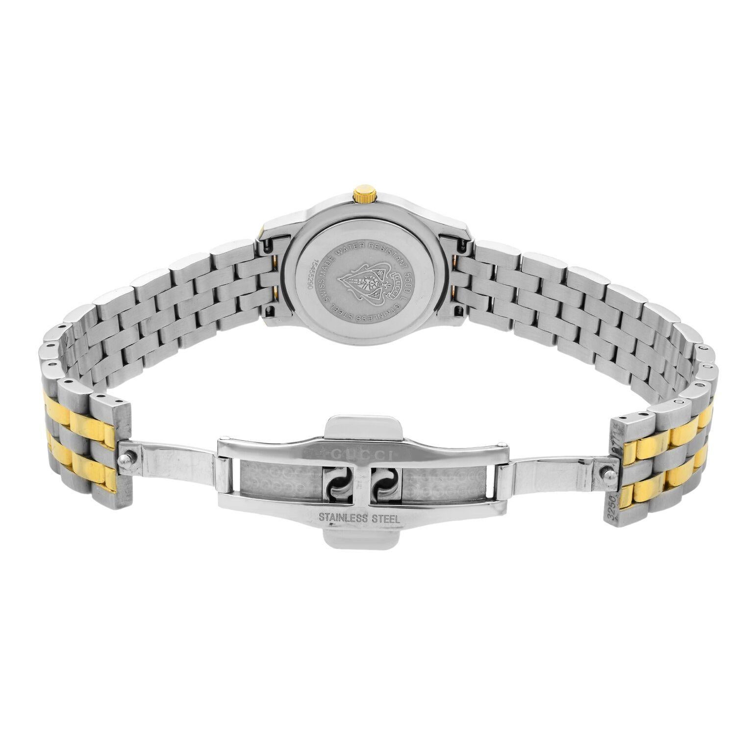 Modern Gucci 5500L White Sticks Dial Gold Tone Steel Quartz Ladies Watch YA055528
