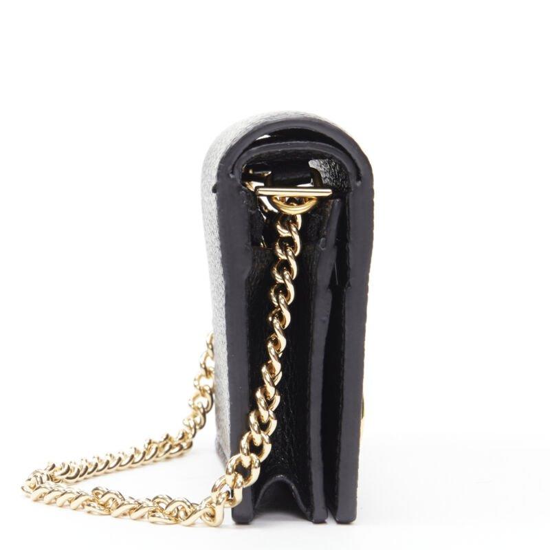 GUCCI 570660 Zumi black leather GG Horsebit bi-fold wallet on chain nano bag In Excellent Condition In Hong Kong, NT