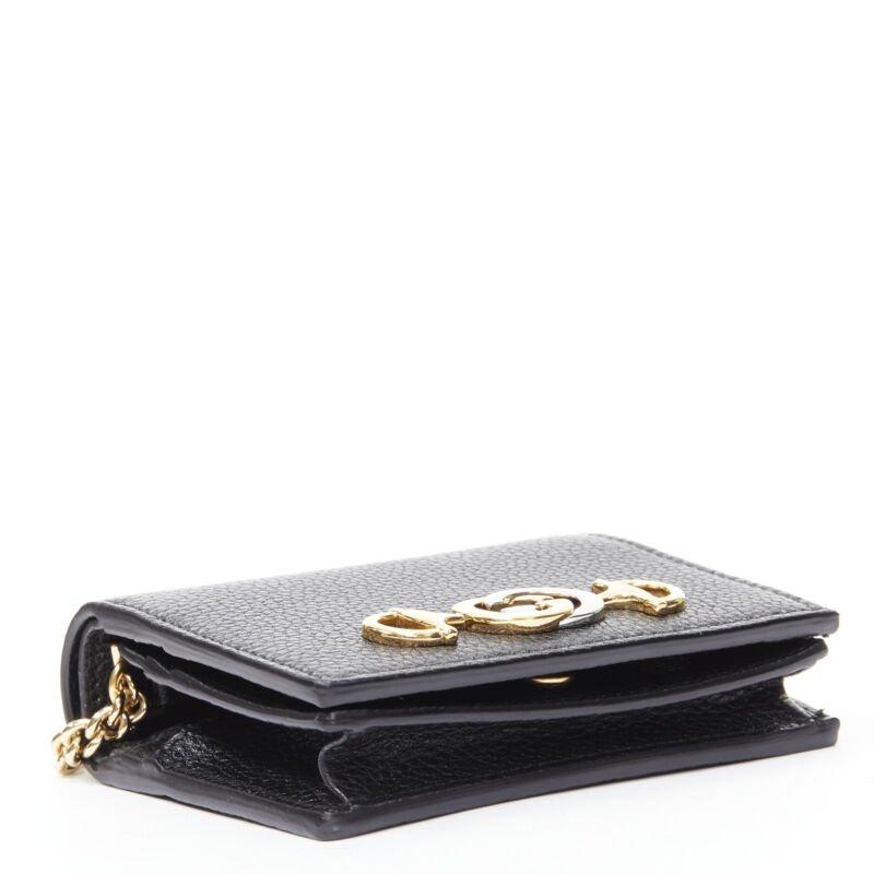 GUCCI 570660 Zumi black leather GG Horsebit bi-fold wallet on chain nano bag 1