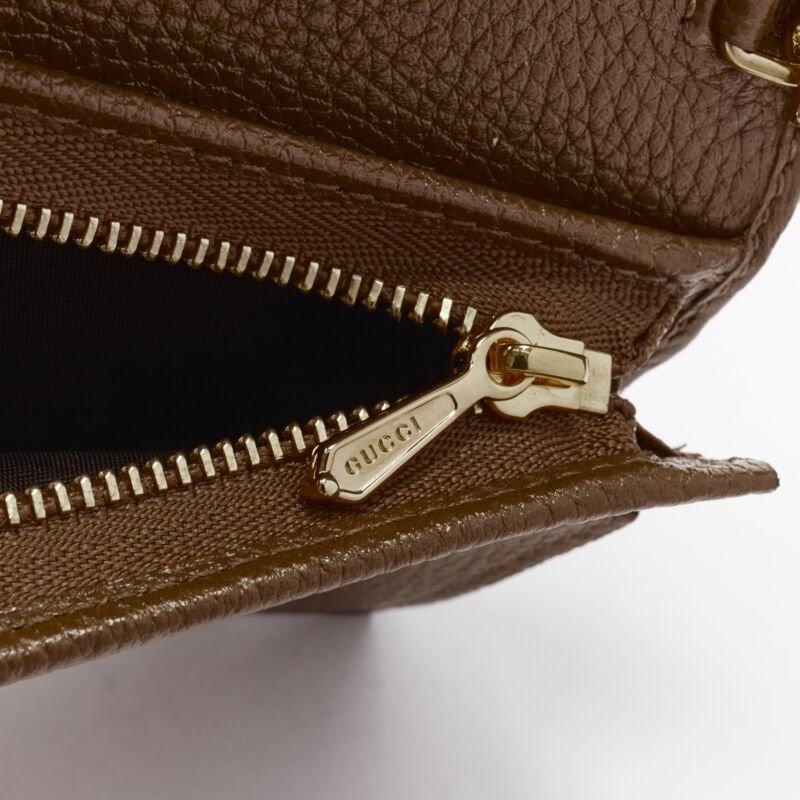 GUCCI 570660 Zumi brown leather GG Horsebit bi-fold wallet on chain nano bag For Sale 3