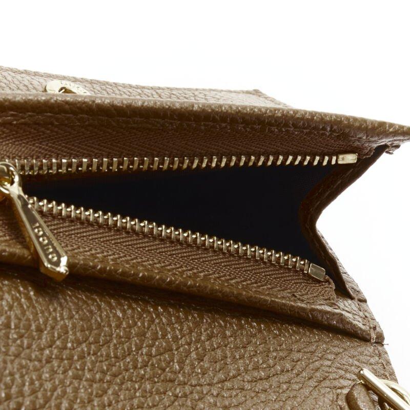 GUCCI 570660 Zumi brown leather GG Horsebit bi-fold wallet on chain nano bag For Sale 4